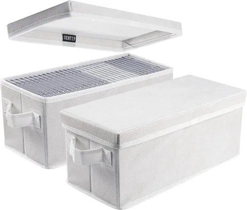 Miniatura 11 de UENTIP Cajas de almacenamiento para CD, paquete de 2 cajas de almacenamiento para DVD y CD con capacidad para 30 CD en estuches jewel completos, 60
