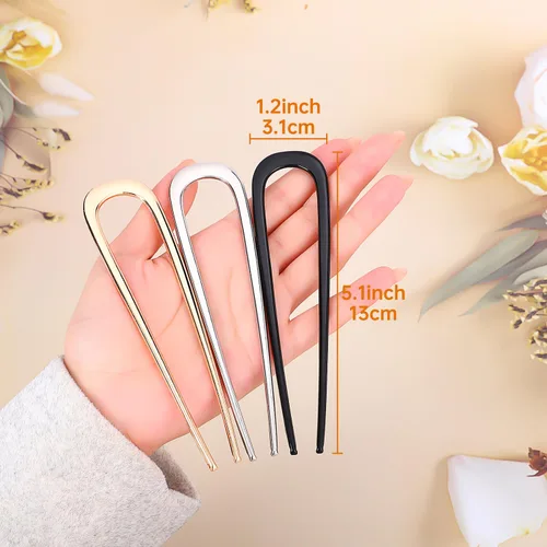 Miniatura 4 de Horquillas francesas de metal de 3 piezas para mujeres, elegantes giros franceses, moños y peinados sin dañar el cabello, horquilla francesa