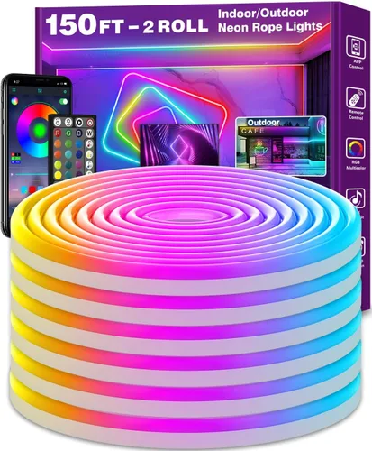 Miniatura 8 de Tira de luces de neón de 20 pies, cuerda de luces LED flexible con aplicación/control remoto, múltiples modos de luces, luces de neón LED RGB IP65