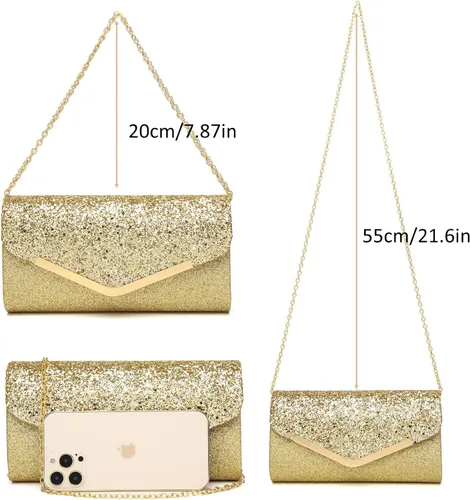 Miniatura 6 de Bolso de mano brillante para mujer, bolso de noche con cristales de estrás, bolso de noche con purpurina brillante para mujer, boda, fiesta, baile