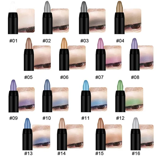 Miniatura 6 de Sombra de ojos en barra brillante, 16 sombras de ojos resaltadoras en lápiz, sombra de ojos con brillo impermeable, lápiz delineador de ojos, sombra