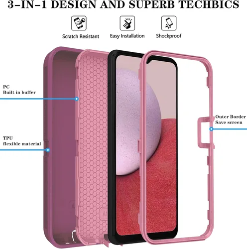 Miniatura 6 de ONOLA Funda compatible con Samsung Galaxy A14 5G con protector de pantalla HD, resistente a los golpes y a las caídas de servicio pesado, funda de 3