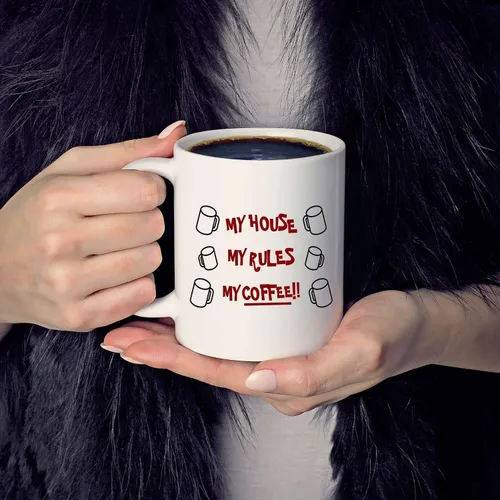 Miniatura 6 de My House My Rules My Coffee - Knives Out - Taza de café de cerámica de alta calidad para el verdadero conocedor del café, taza de café divertida