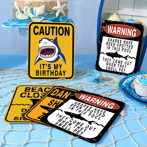 Miniatura 7 de WERNNSAI Decoraciones de fiesta de tiburón: 6 piezas divertidas de decoración de fiesta de cumpleaños de tiburón para niños y niños bajo el mar