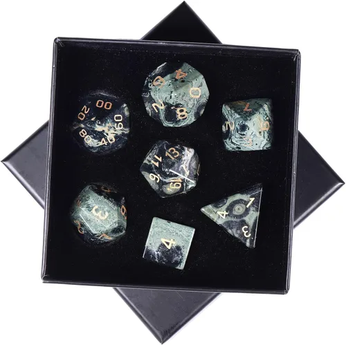 Miniatura 14 de SUNYIK Juego de 7 dados poliédricos DND de piedra de cristal pulido para juegos de mesa RPG MTG, dados de juego DND, mazmorras y dragones