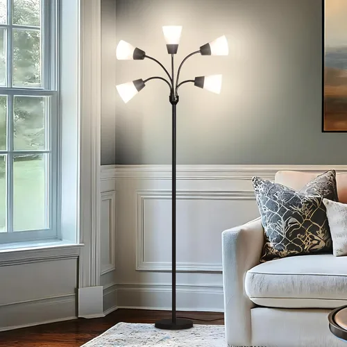 Miniatura 2 de Brightech Medusa - Lámpara de pie LED moderna – Lámpara de pie de múltiples cabezales para salas de estar y oficinas – Lámpara alta con pantalla