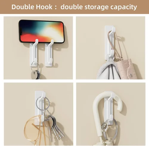 Miniatura 5 de pickpiff Paquete de 12 ganchos de pared para abrigo y toalla: 13LB adhesivo fuerte para colgar puerta, color blanco