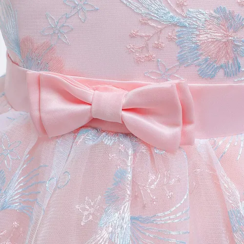 Miniatura 5 de Vestido de princesa para niñas con diseño floral, para fiesta de cumpleaños, boda, dama de honor, para primer cumpleaños (rosa, 2-3 años)