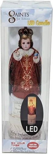 Miniatura 4 de Santo Niño de Praga, Vela LED sin llama de oración de devoción, The Saints Collection