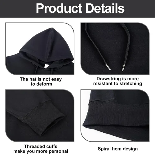Miniatura 6 de Zrycn Mens Hoodie Sweatshirt for Men, Plush Pullover Hooded Sweatshirts for Men, Soft Cotton-Blend Plain Casual Hoodies