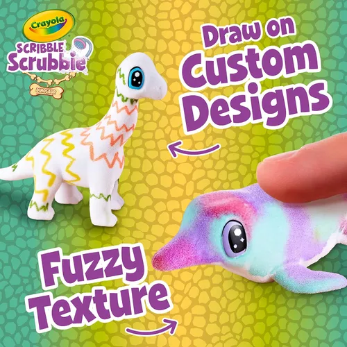 Miniatura 2 de Crayola Scribble Scrubbie Pets - Tobogán acuático de dinosaurio, juguetes de dinosaurio para niños, juguete de aseo de mascotas, regalos para niños
