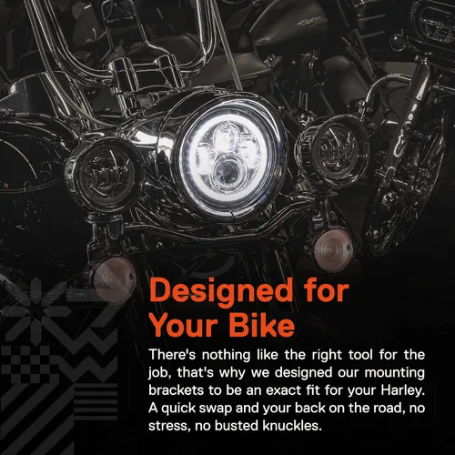 Miniatura 5 de True Mods - Soporte de montaje de anillo redondo negro de 7 pulgadas para faros delanteros compatible con Harley Davidson Road King Electra Glide