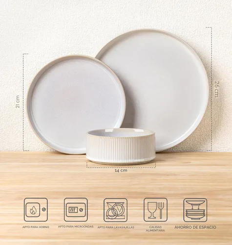 Miniatura 7 de Juegos de vajilla de cerámica TheTerra para 4, 12 piezas de platos y cuencos de porcelana ligeros, juego de vajilla resistente a los arañazos, apto