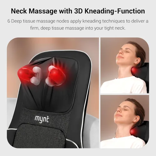 Miniatura 6 de Mynt Aprobado por FSA y HSA Masajeador Shiatsu para Cuello y Espalda Compatible con Silla con 10 Nodos de Amasar Profundo, Masaje Ajustable 2D y 3D
