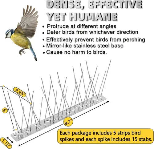 Miniatura 3 de REMIAWY - Púas para palomas y pájaros pequeños, púas disuasorias para exteriores para mantener alejadas a las ardillas y gatos, alambre de acero
