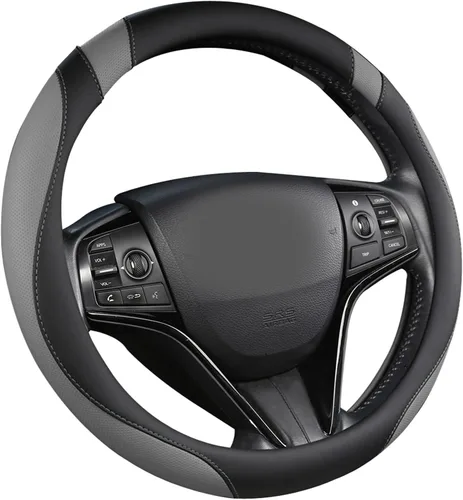 West Llama Funda personalizada para volante de automóvil Honda Accord CR-V HR-V Pilot Odyssey (negro + gris, tamaño estándar)