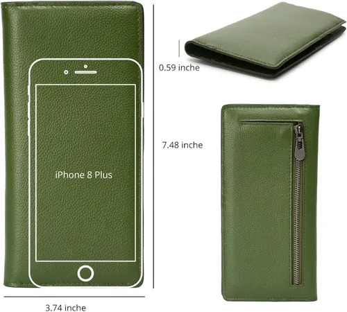 Miniatura 5 de Bveyzi Billeteras de cuero ultrafino con bloqueo RFID para tarjetas de crédito, billetera plegable para mujer