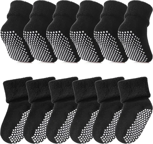 Miniatura 11 de SDBING Calcetines Antideslizantes para Bebés Niños y Niñas Infantes y Niños Pequeños Calcetines de Tobillo y Tripulación de Algodón Grueso y Cálido