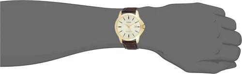 Miniatura 4 de Casio MTP-V004GL-9A Reloj de cuarzo con fecha para hombre con piel auténtica