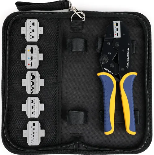 Miniatura 4 de haisstronica Kit de herramientas de crimpado 6 en 1, crimpadora profesional de alambre de trinquete con 6 troqueles intercambiables