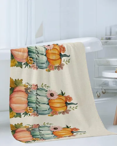 Miniatura 3 de Harvest Pumpkin Bath Towels for Bathroom Set - Luxury Towels Gifts for Women,Quick Dry Beach Kitchen Hand Hair Face Yoga Workout Gym Towel and Dish