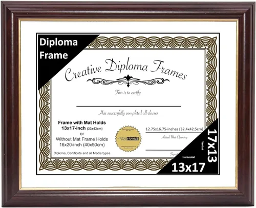 Miniatura 37 de Creative Picture Frames Marco para Diploma de Caoba con Borde Dorado de 12x16 pulgadas con Vidrio y Paspartú Negro y Colgadores de Pared Instalados