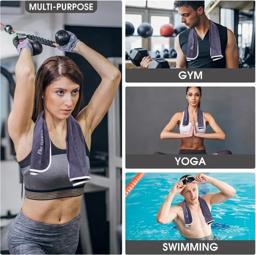 Miniatura 5 de Juego de toallas de gimnasio de microfibra para hombres y mujeres, toallas súper suaves y de secado rápido para fitness, yoga, ciclismo, natación