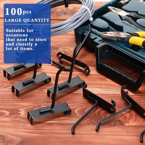 Miniatura 7 de Zonon 100 ganchos de rejilla para pared, ganchos de pared de metal de 2/4/6 pulgadas, ganchos de exhibición para tiendas minoristas, garaje, tienda