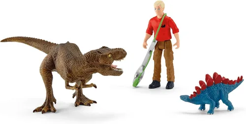 Miniatura 2 de Schleich Dinosaurs - Juego de 5 piezas de tiranosaurio Rex Attack - Juguete de dinosaurio para niños y niñas - Figuras de dinosaurio para niños a