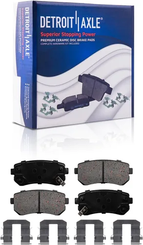 Miniatura 6 de Detroit Axle - Kit de freno trasero para Hyundai Accent 06-08, 06-07 Kia Rio Rio5 Reemplazo 2006 2008 2009 Rotores de freno de disco Pastillas