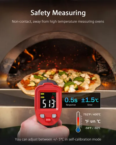 Miniatura 2 de Wintact Pistola termómetro de temperatura infrarroja, pistola de temperatura láser digital sin contacto, superficie de medición y temperatura