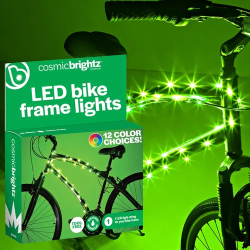 Miniatura 17 de Brightz CosmicBrightz - Cuerda de luz LED para marco de bicicleta, cuerda de 6.5 pies, funciona con pilas con interruptor de encendido/apagado
