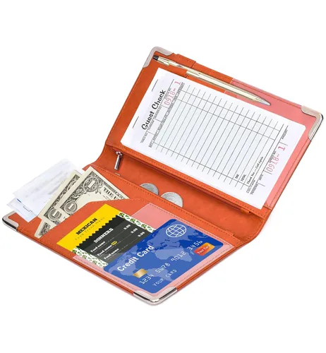 Miniatura 4 de Libros para camarera – Cartera de mesero de 5 x 9 pulgadas con bolsillo con cremallera, lindo organizador de libros de camarera y camareros con Gris