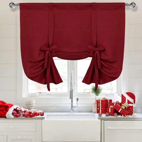 Miniatura 26 de DWCN Cortinas Opacas - Persiana Enrollable con Lazos para Ventana, Aislamiento Térmico, Oscurecimiento de Habitación, Cortinas con Bolsillo