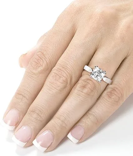 Miniatura 5 de Kobelli Anillo de compromiso con solitario moissanita de talla cojín 2 CTW oro blanco de 14 k