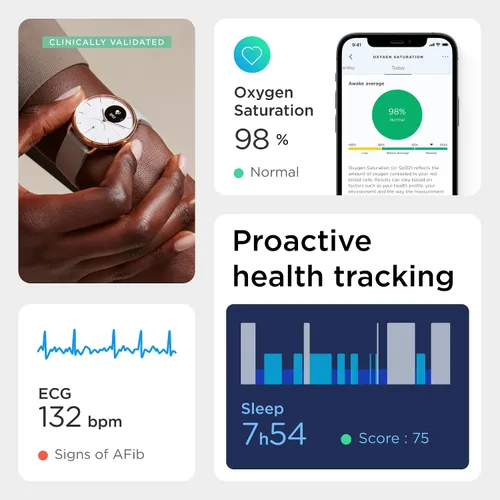 Miniatura 6 de Withings ScanWatch - Reloj inteligente híbrido y rastreador de actividad con GPS conectado monitor de frecuencia cardíaca monitor de sueño