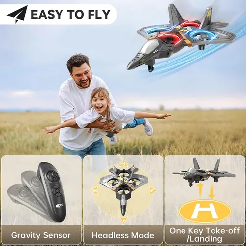Miniatura 2 de 4DRC V17 Aviones de control remoto de espuma Rc para niños y adultos de 4 a 7 y de 8 a 16 años, aviones de combate a control remoto con luz, avión