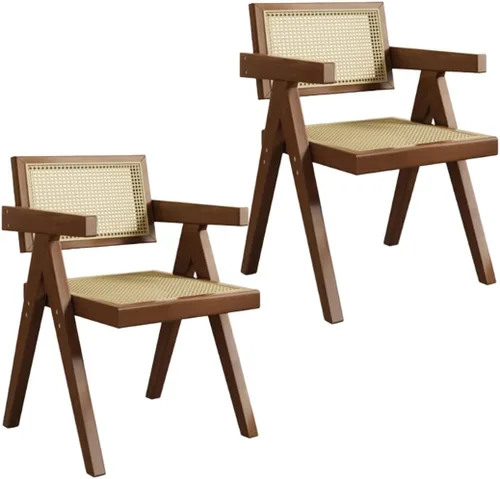 Miniatura 18 de YVYKFZD Juego de sillas de comedor de madera, sillas de comedor de ratán, silla de cocina con respaldo, sillón de salón, silla auxiliar cómoda