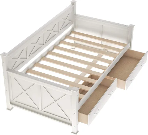 Miniatura 7 de Bellemave Marco de sofá cama individual con cajones de almacenamiento, plataforma de madera, sofá cama capitán para niños, dormitorio, sala de estar