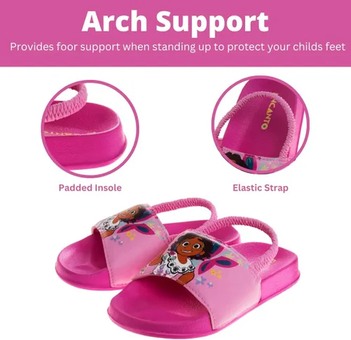 Miniatura 3 de Disney Minnie Mouse, Encanto, Mickey, Lightning McQueen, Frozen Elsa Anna Girl - Sandalias de verano para niños con correa trasera para la playa