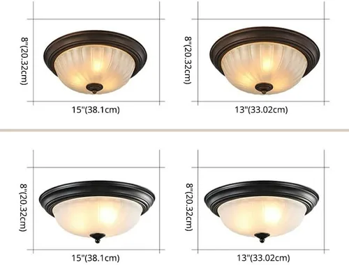 Miniatura 5 de Lámpara de techo semiempotrada, lámpara de techo con forma de cúpula de vidrio estilo vintage, lámpara de techo empotrada para vestíbulo, Negro