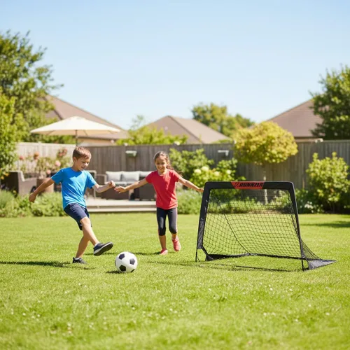 Miniatura 6 de L RUNNZER Portería de fútbol para niños, red de fútbol desplegable para patio trasero, juego de 2 con funda de transporte portátil