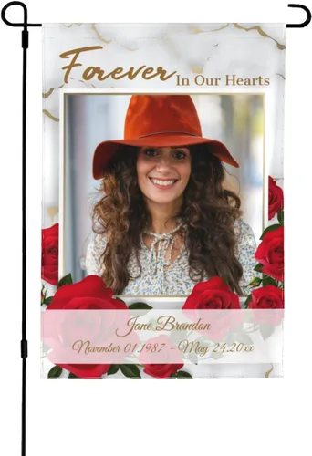 Miniatura 18 de Bandera de memoria personalizada con nombre de foto, fecha, letrero funerario personalizado, bandera conmemorativa personalizable para jardín, Cielo
