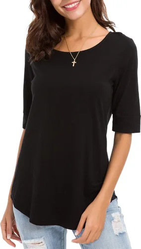 Miniatura 7 de Blusas de algodón para mujer, de manga hasta el codo, de moda, estilo casual, tipo túnica