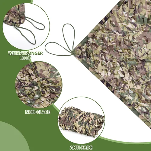 Miniatura 2 de Camo Netting Camouflage Netting with Mesh Backing Military Camo Nets Sunshade Fence Tarp Net Lightweight Great for Duck Hunting Blind Shooting