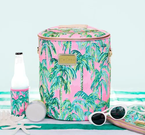 Miniatura 3 de Lilly Pulitzer Enfriador de playa suave aislado con correa ajustable/extraíble y cierre de cremallera doble