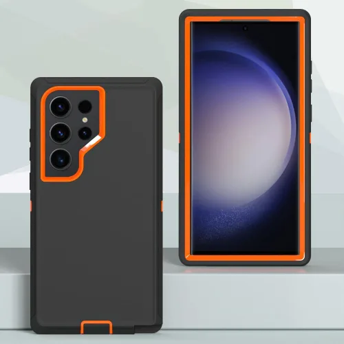 Miniatura 2 de Funda para Galaxy S22 Ultra, Funda Protectora Resistente y Rugosa a Prueba de Caídas para Samsung Galaxy S22 Ultra, Negro+Naranja Negro y anaranjado