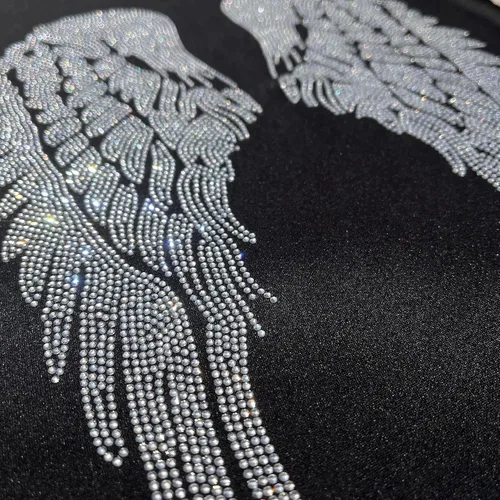 Miniatura 2 de Rhinestop - Alas de ángel de cristal transparente con diamantes de imitación, diseño de transferencia de calor, parche para planchar, diseños