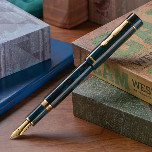 Miniatura 3 de Asvine C2000 Alemania Cumberland Ebonite Pluma Estilográfica #8 Punta Media, Gran Pluma Artesanal con Convertidor y Caja de Metal, Colección Set