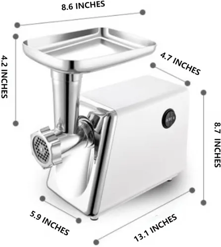 Miniatura 9 de Picadora eléctrica de carne, potencia bloqueada máxima de 900 W con 5 placas de molienda y 2 tubos de salchicha, procesador de alimentos resistente
